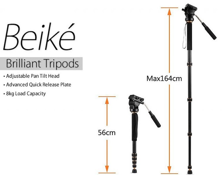 Chân đơn Monopod Beike QZSD-188 có củ dầu, Hàng nhập khẩu