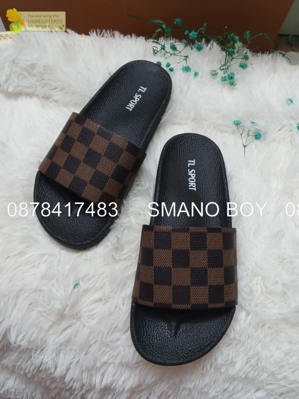 DÉP QUAI NGANG NỮ CARO NÂU SMANO HOẢ TỐC