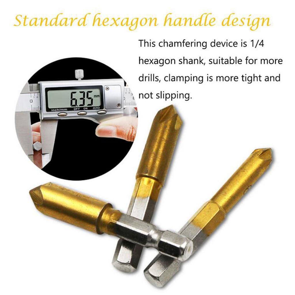 HSS Countersink Drill Bit 90 Degree 5 Flute Chamfer Tool Countersinking Bits Hole Cutter Chamfering Drill Bit 1/4" Hex Shank Wood Drilling Bits