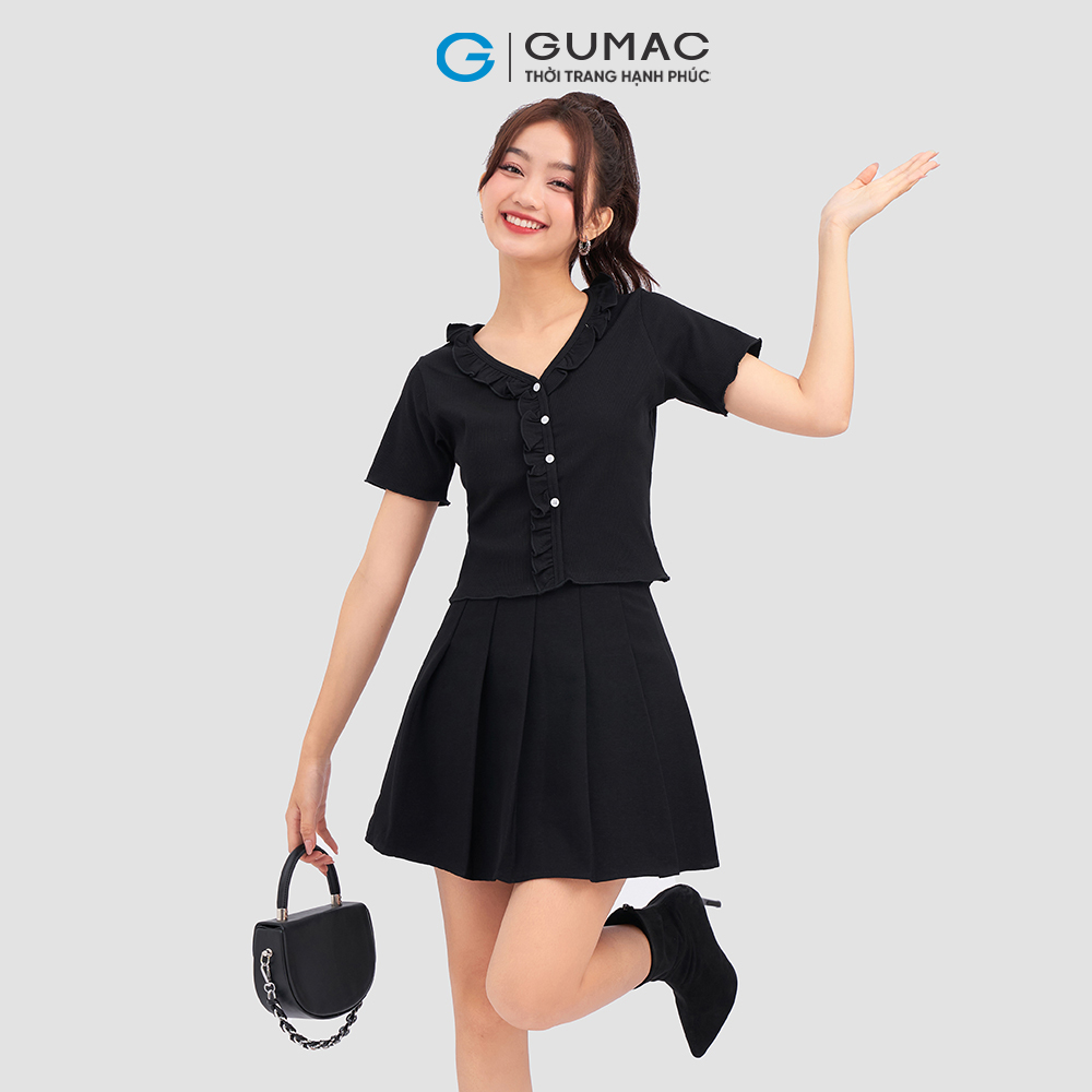 Áo thun GUMAC ATC11046 kiểu phối bèo nữ tính