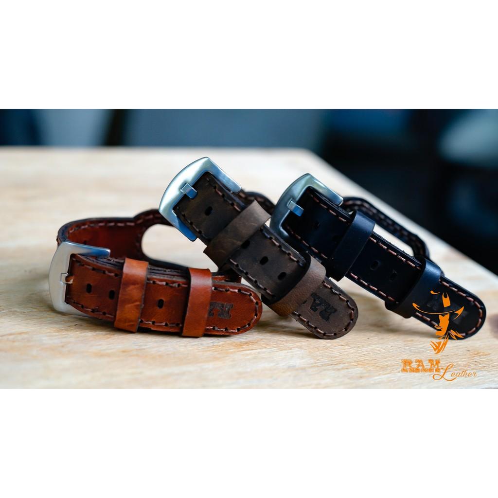DÂY DA BÒ THẬT MAY TAY CHO MIBAND 5 - CHÍNH HÃNG RAM LEATHER - MI BAND 5 COW LEATHER STRAPS