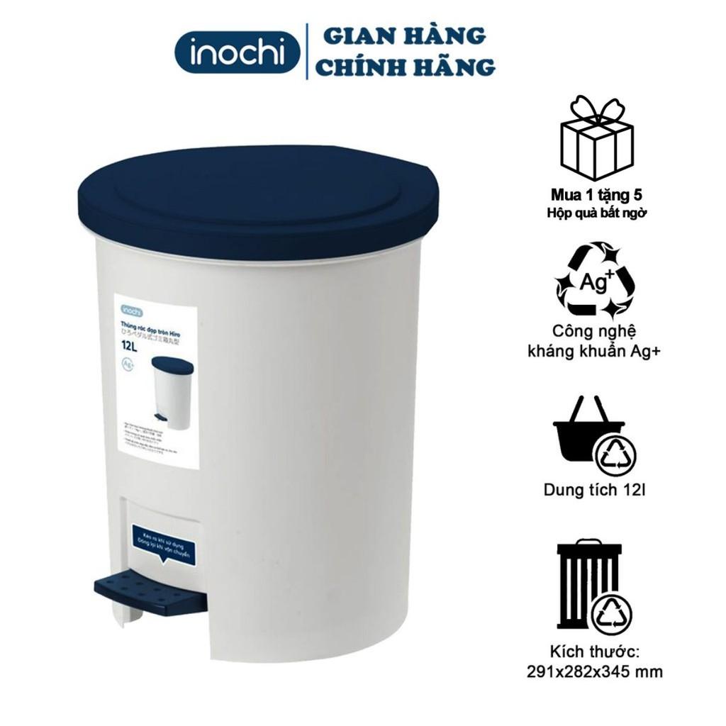 Thùng Rác -Nhựa Đạp Chân Nắp Tròn INOCHI 12L Lít Làm Sọt Rác Văn Phòng,Đựng Rác Gia Đình, Trong Nhà THRT12L