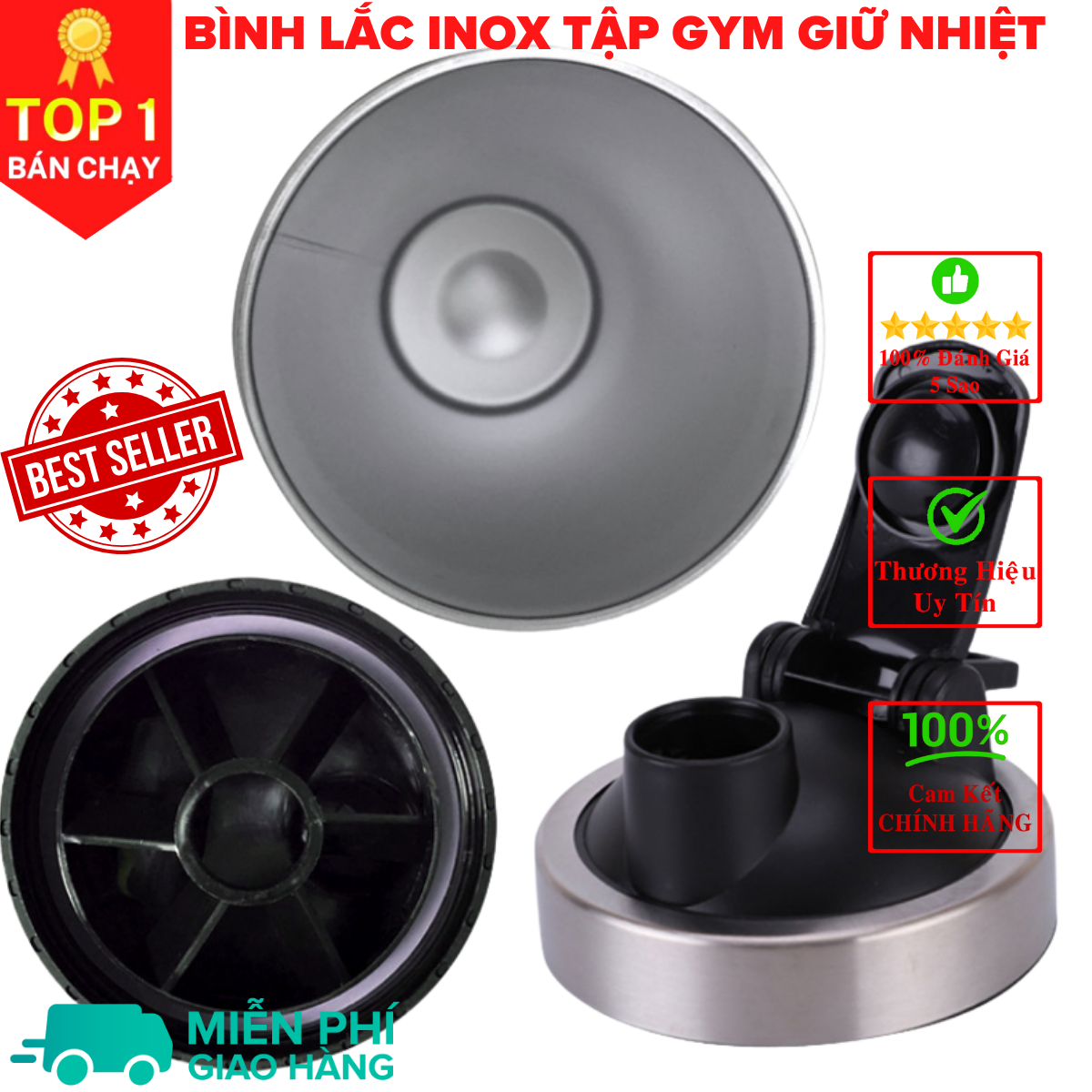 [Loại Cao Cấp - Giữ Nhiệt - Inox 304] bình lắc gym, bình lắc shaker, bình nước thể thao inox giữ nhiệt + kèm quả lắc Lò Xo - Hàng chính hãng DoDoDios