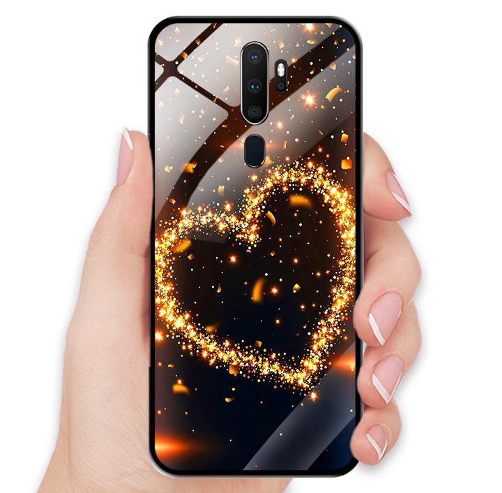 Ốp Lưng Kính Cường Lực cho Oppo A9 2020 - 0418 HEART09 - Hàng Chính Hãng