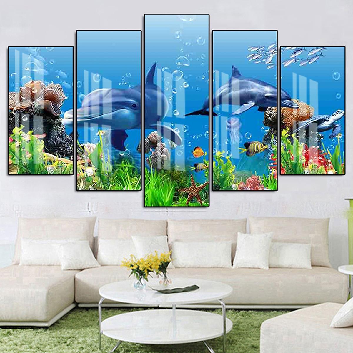 Tranh Tráng Gương Cao Cấp Treo Tường Hiện Đại _ Tranh Bộ 5 Đại Dương Tuyệt Đẹp