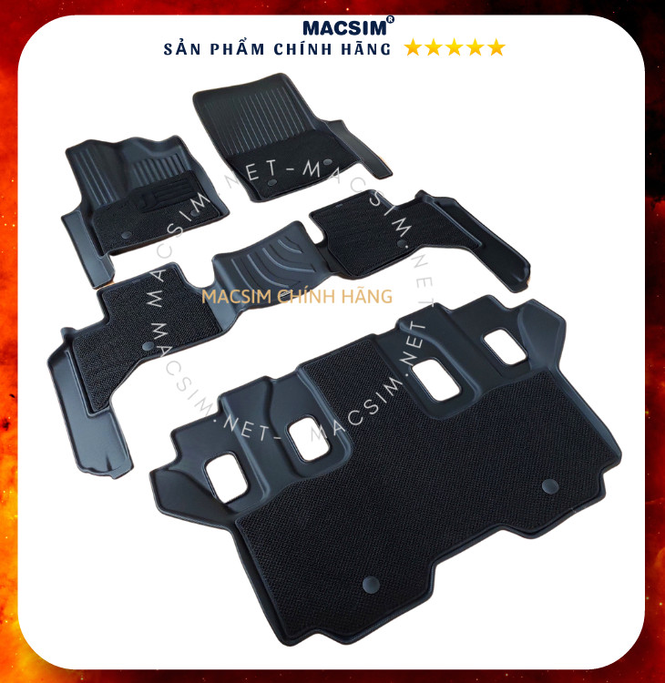 Thảm lót sàn ô tô 2 lớp dành cho xe TOYOTA LAND CRUISER LC300 2022-2023+ nhãn hiệu Macsim chất liệu TPV cao cấp màu đen-3 hàng ghế