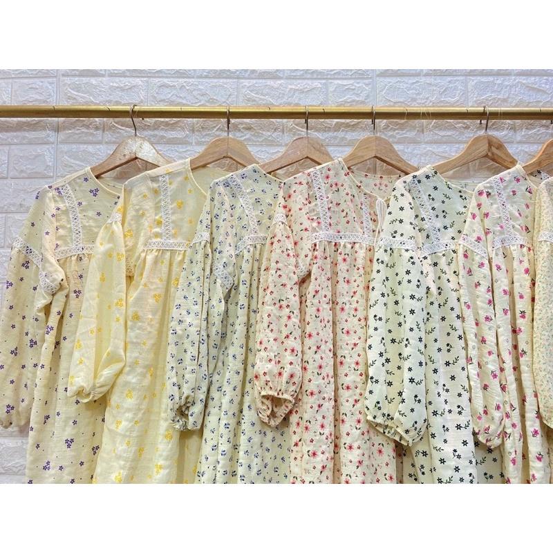 Váy babydoll hoa nhí chất xịn đi chơi đi biển bầu bì bon chen cực xinh bkfrreship