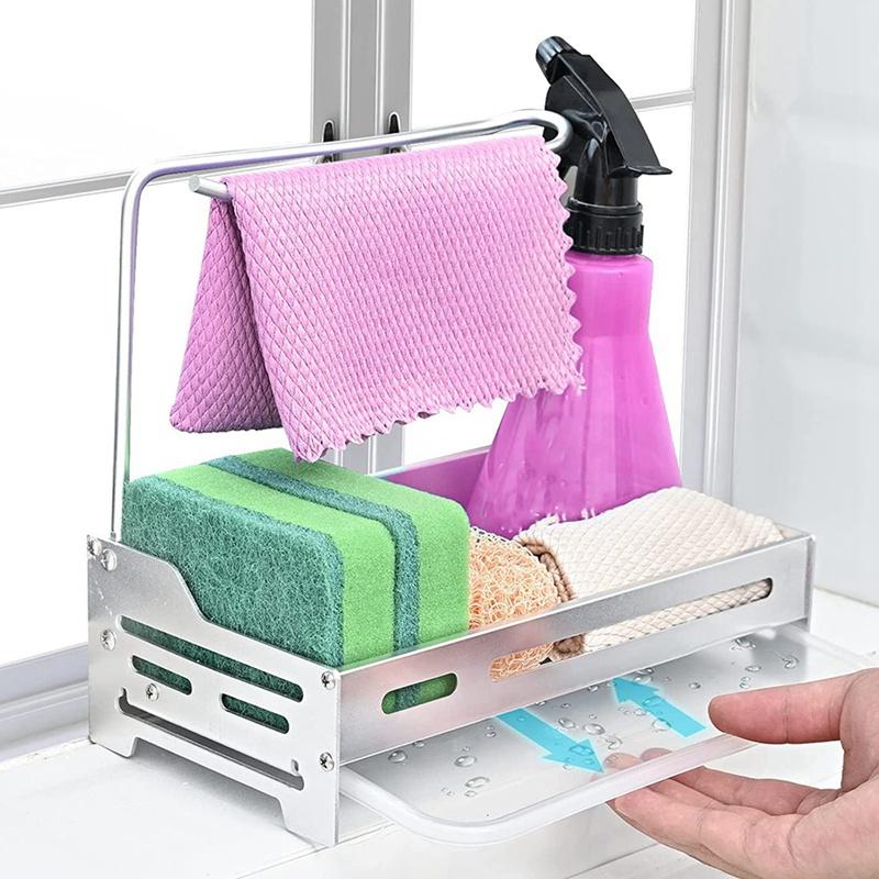 Sink Organiser Kitchen Organiser Caddy for Storage Kitchen, Sink Organiser Hanging / Wall Type 2 Type Dish Cloth Sier