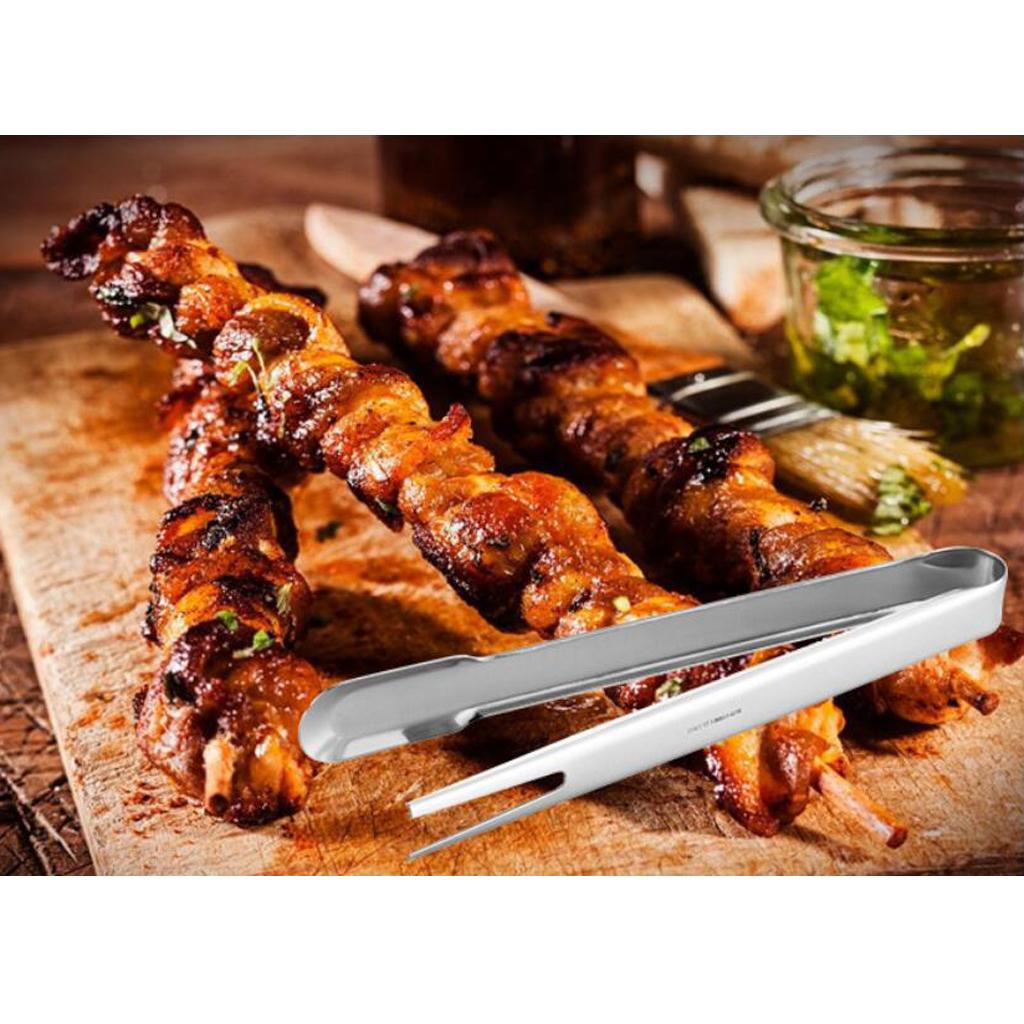 Stainless Steel Utility Kitchen Tongs Salad BBQ Meat Grill Tongs 24cm