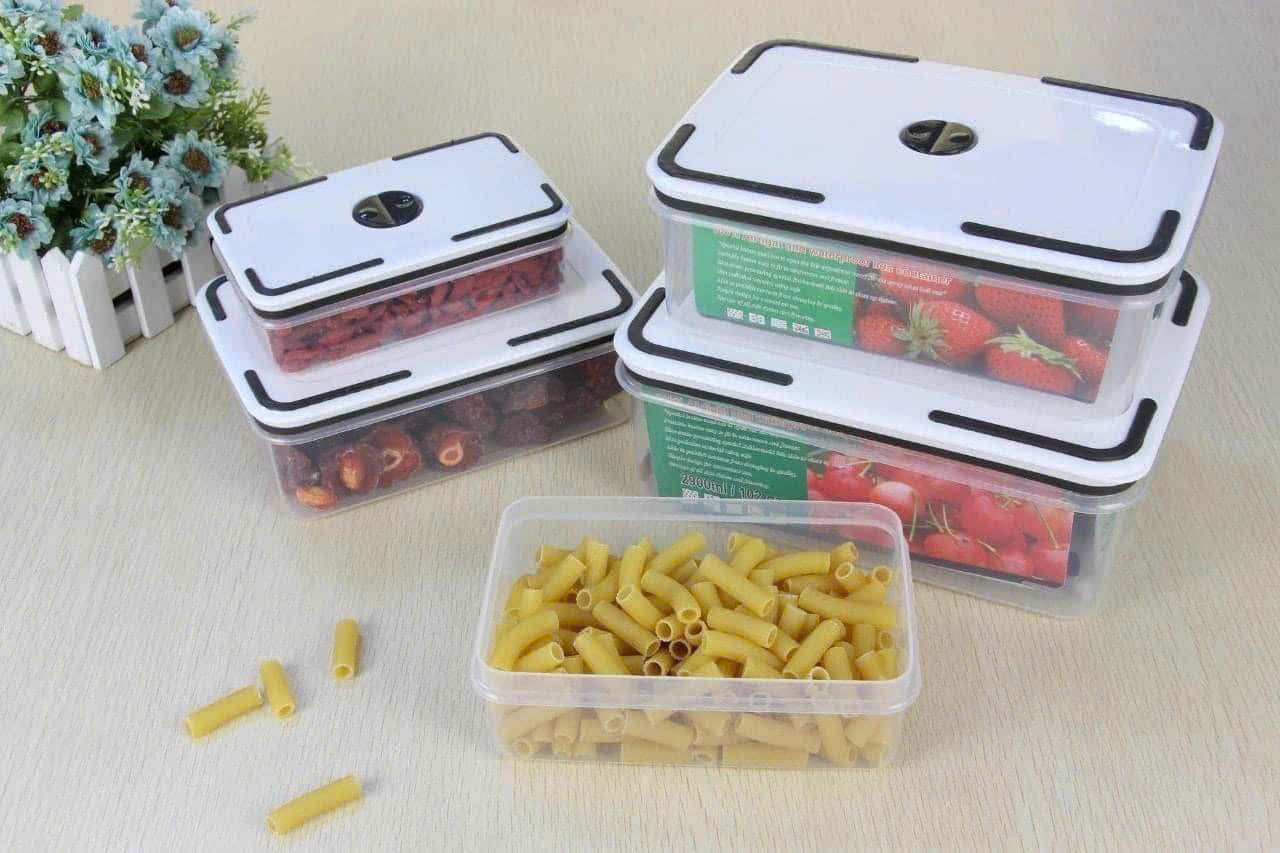 Bộ 5 Hộp Đựng Thực Phẩm, Hộp Bảo Quản Đồ Ăn Rau Củ Vuông -Tròn- Chữ nhật Siêu Tiện Lợi - Hàng Chính Hãng MINIIN
