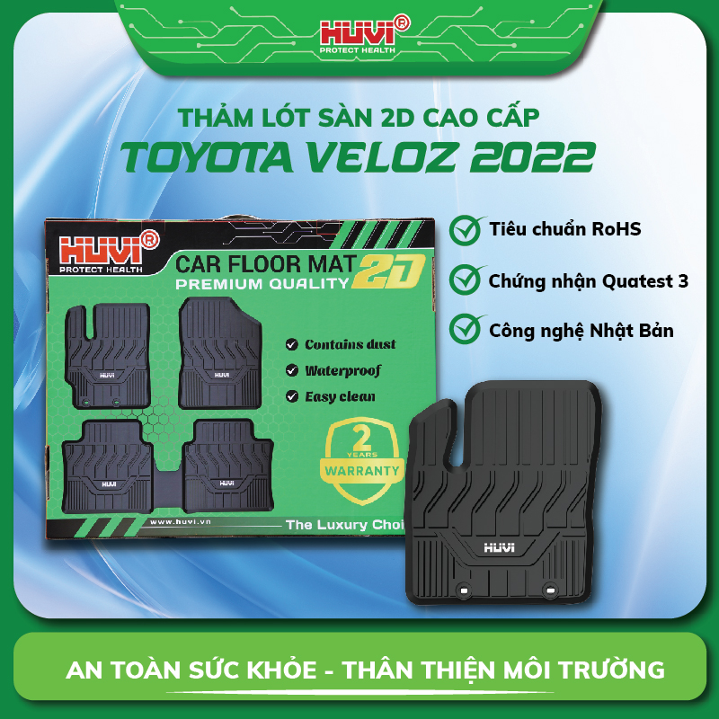 Thảm trải sàn ô tô Toyota Veloz 2021 không trơn trượt, không thấm nước, không mùi Huvi Protect Health