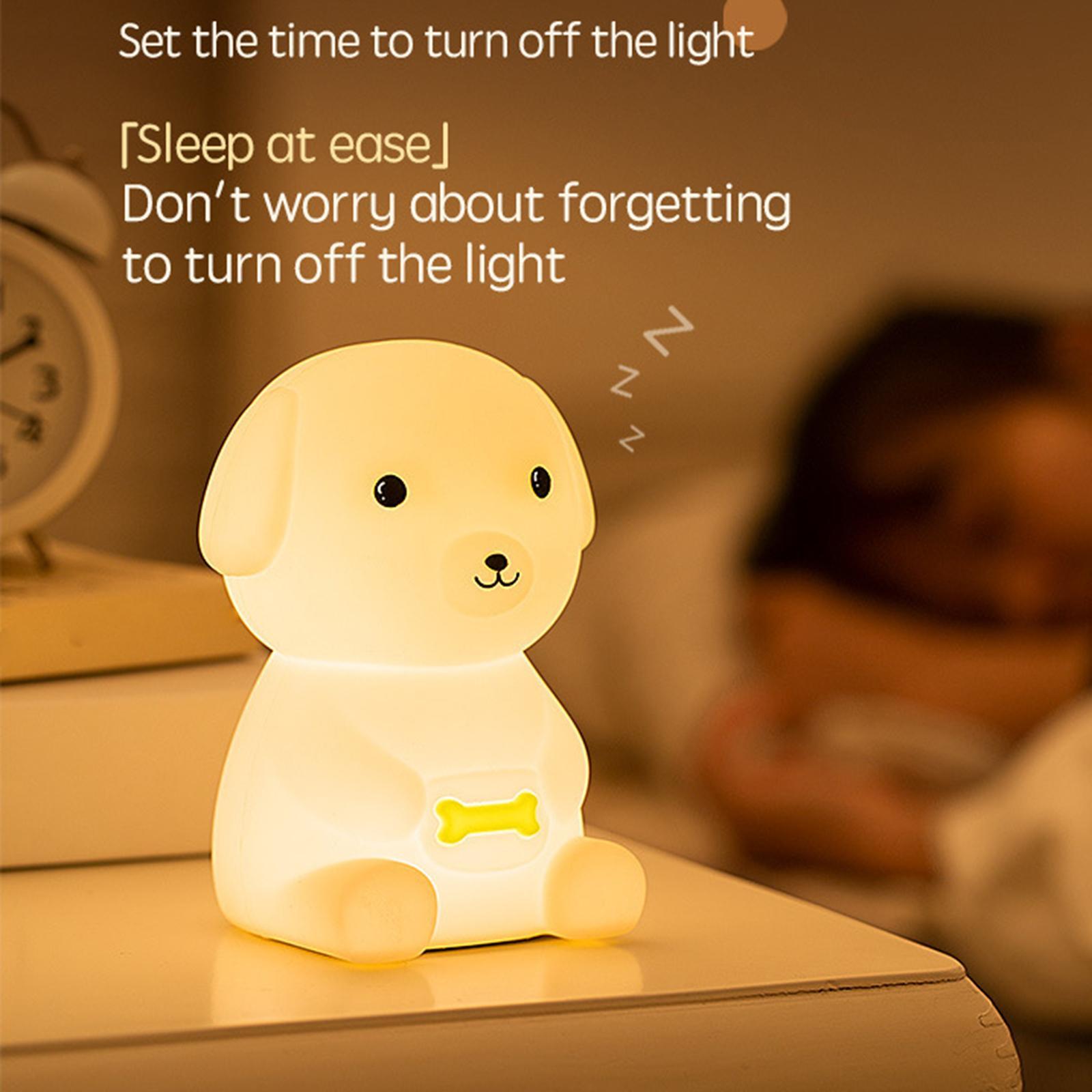 Cartoon Silicone Puppy Night Light Bedside USB Rechargeable for Kids Bedroom