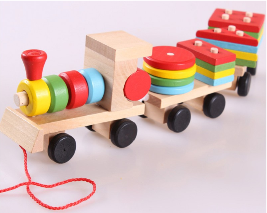 Đoàn tàu chất liệu gỗ bền đẹp, đồ chơi an toàn cho bé