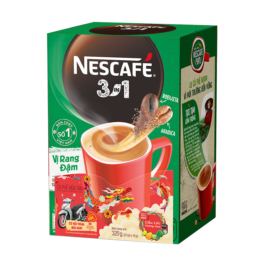 [Cào Trúng Thưởng Tết] Nescafé 3in1 Vị Rang Đậm (16g X 20 Gói) - Phiên Bản Tết 2024