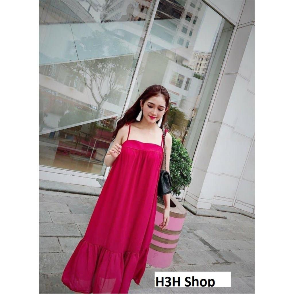 Đầm maxi biển đuôi cá 2 dây đen