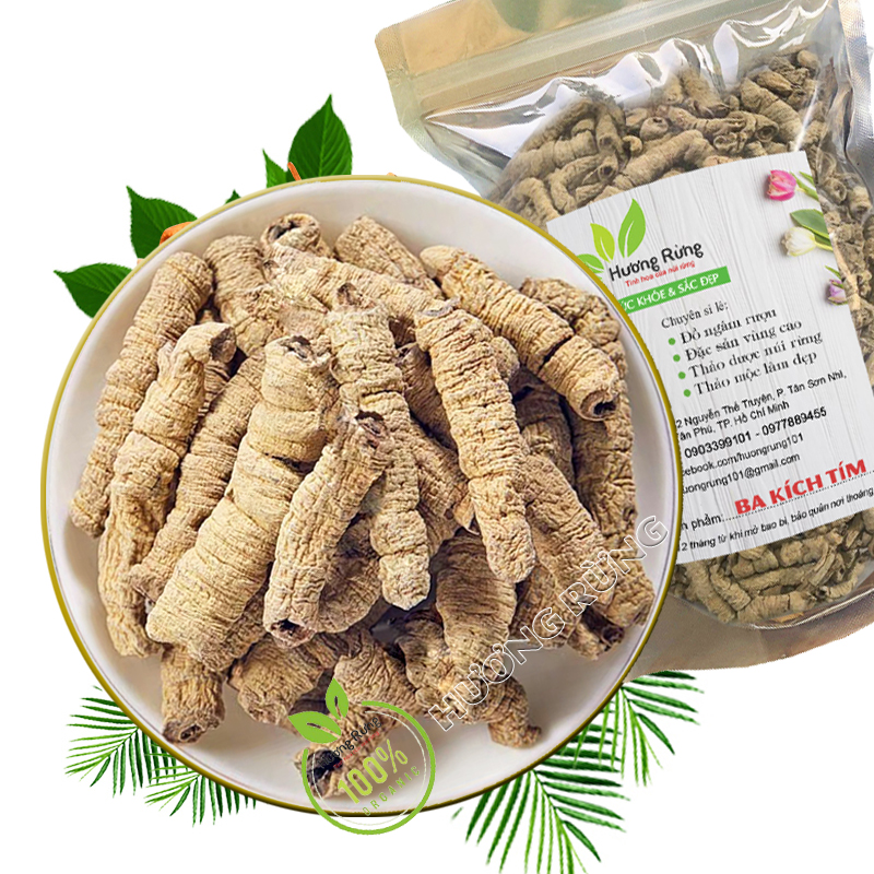 Ba kích tím 1kg sấy khô nguyên chất, size lớn đã tách lõi, thượng hạng