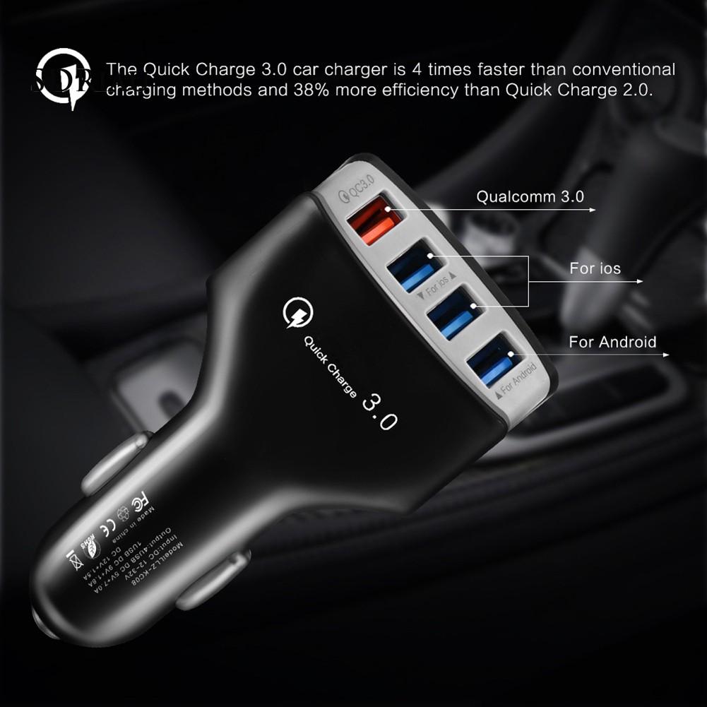 Tẩu Sạc Nhanh Qc 3.0 4 Cổng Usb Cho Xe Hơi