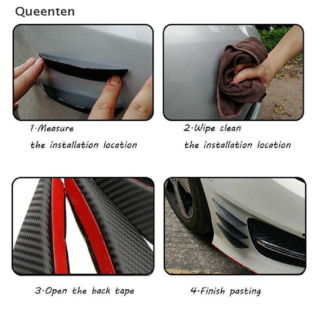 Queenten 6Pcs Car Front Bumper Lip Splitter Fins Body Spoiler Canards Refit Gloss Black QT