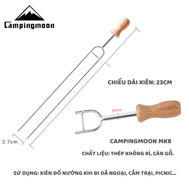 Bộ 8 xiên nướng đôi BBQ Campingmoon MK-8