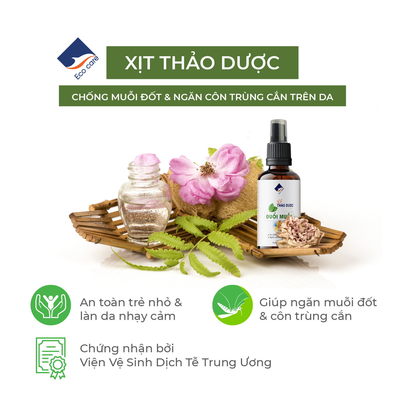 Xịt Thảo Dược Ecocare chữa muỗi đốt, ngăn côn trùng cắn 50ml