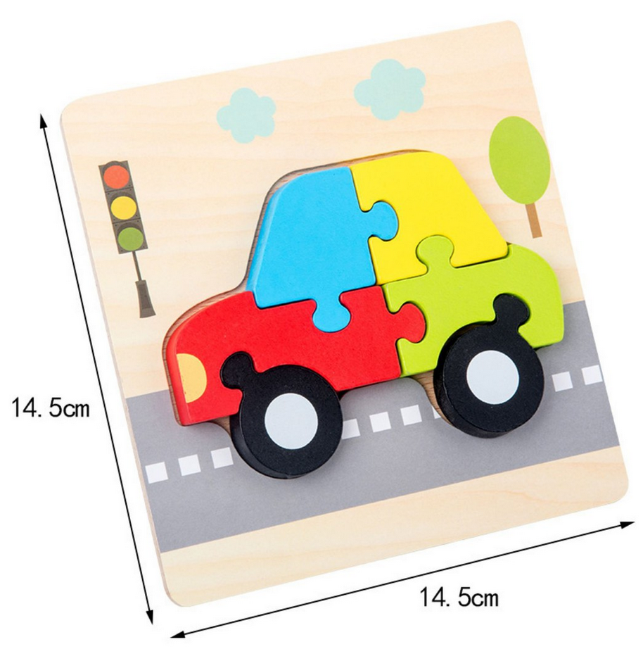 Tranh 3D ghép hình chất liệu gỗ an toàn thân thiện cho bé - Kích thước 15cm - Giao mẫu ngẫu nhiên