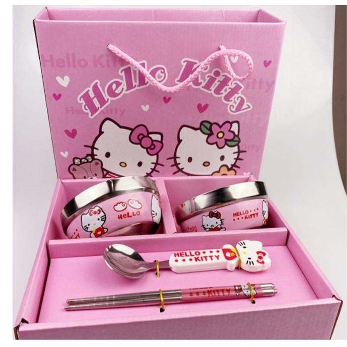 Bộ Chén Ăn Kèm Muỗng Đũa Hello Kitty &amp; Đôrêmon