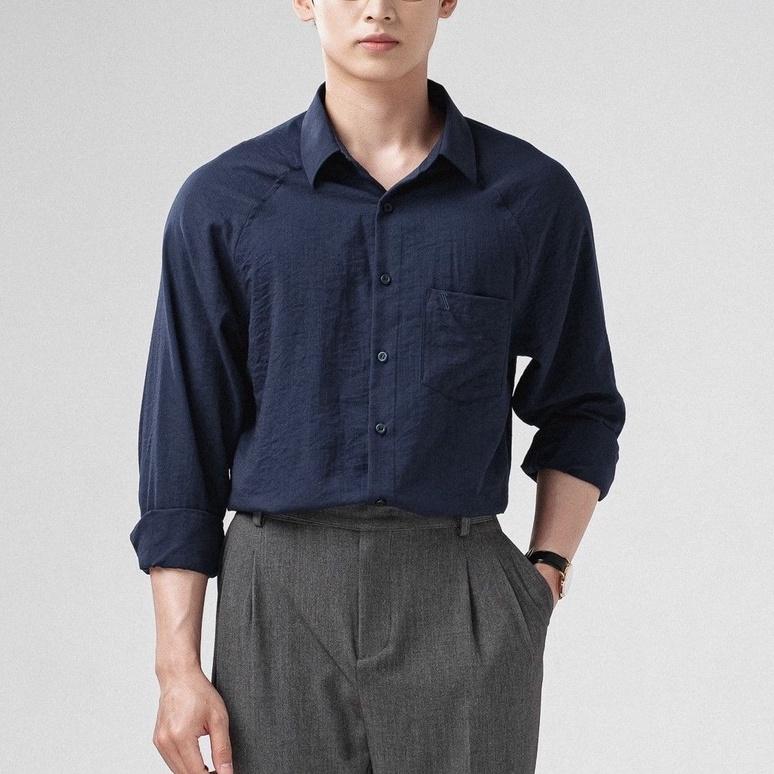 Áo sơ mi nam cổ đức SSSTUTTER form refined fit sơ vin linh hoạt linen thoáng mát RAGLAN LINEN SHIRT