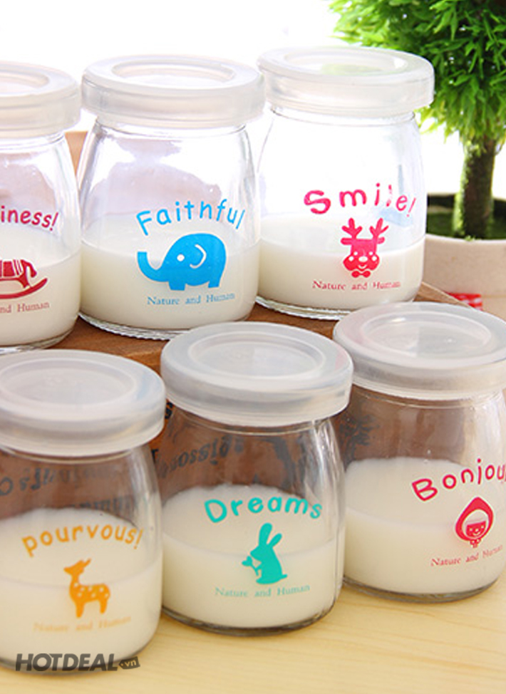 Bộ 24 hũ sữa chua thủy tinh TẶNG 02 KHAY LÀM THẠCH, LÀM ĐÁ CAO CẤP