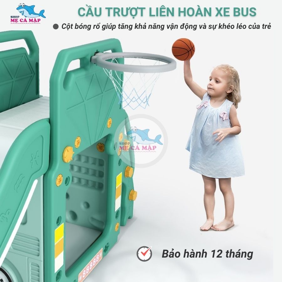 Cầu trượt xe Bus hàng siêu cấp rất dày và nặng, cầu trượt cho bé liên hoàn tải trọng 100kg