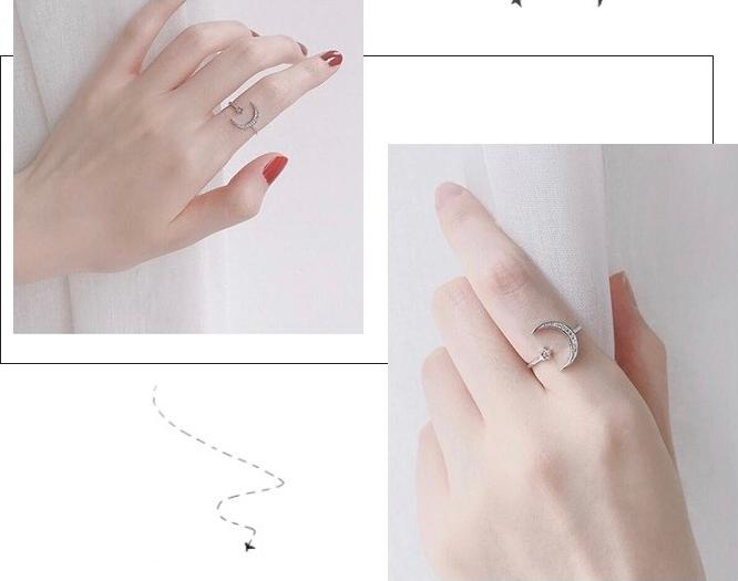 Nhẫn mặt trăng đá - tone bạc s925 - nhẫn thời trang Hàn Quốc.