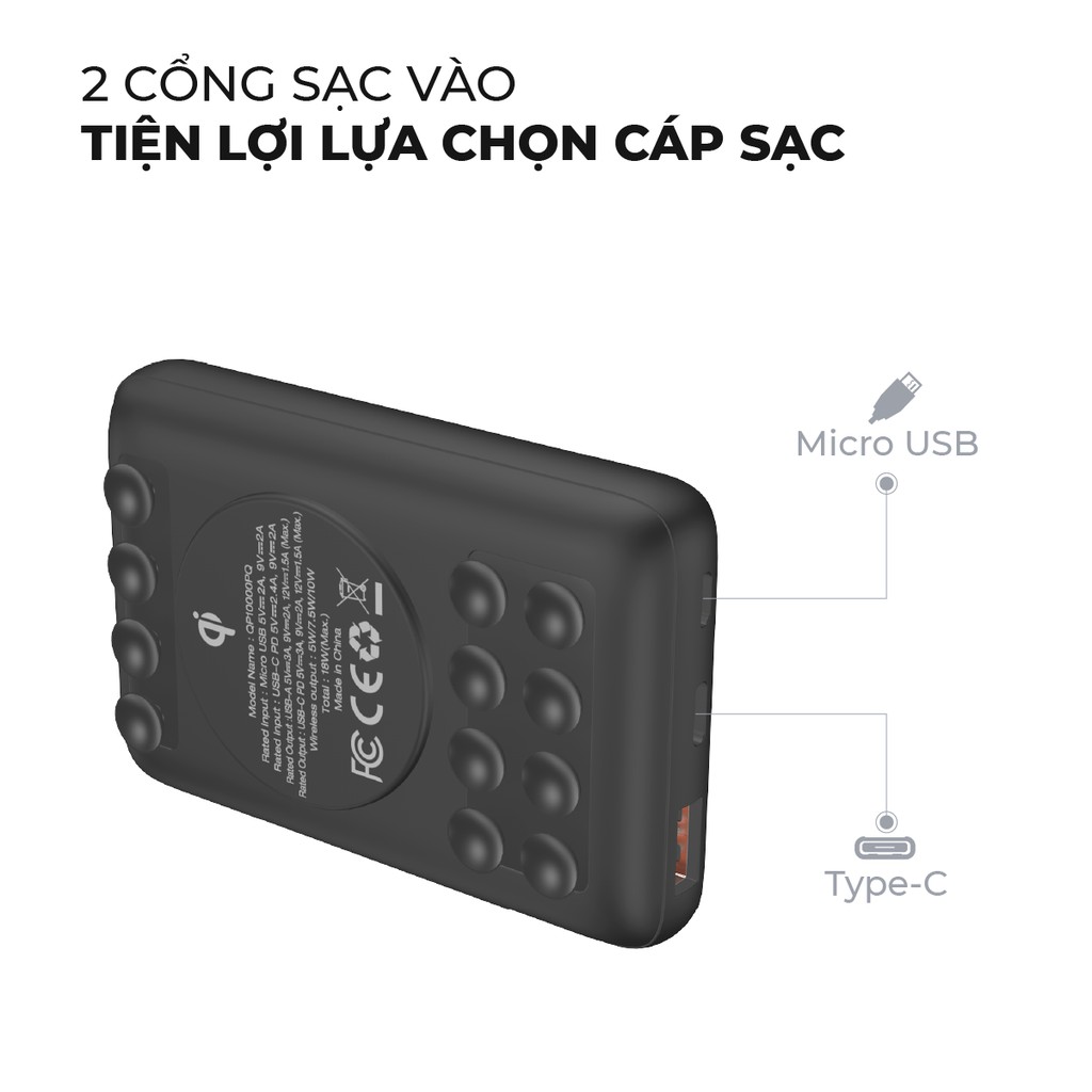 Pin Sạc Dự Phòng Không Dây Energizer QP10000PQ 10000mAh - Tích Hợp Sạc Nhanh Đa Nền Tảng PD/QC 3.0 - Thiết Kế Cốc Hút Giữ Thiết Bị - Hàng Chính Hãng