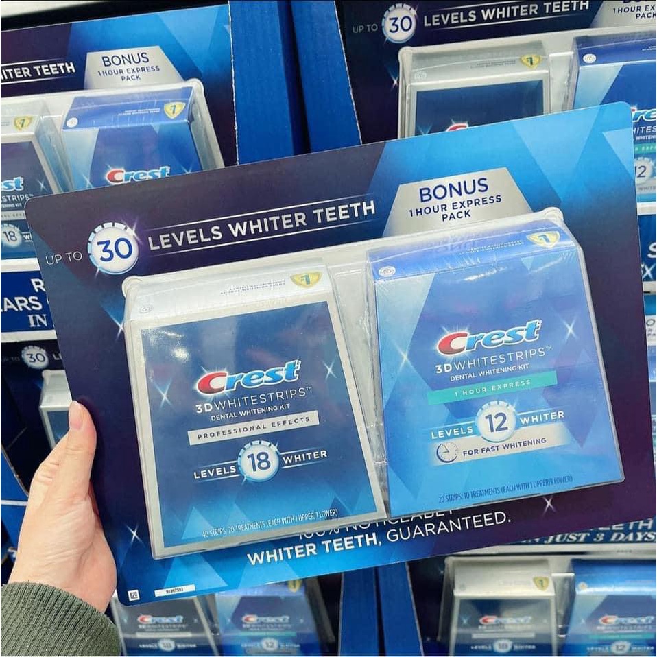 Set 2 Hộp Miếng dán Crest 3D White Professional Effects & 1 Hour - 30 GÓI ( không xuất hóa đơn đỏ )