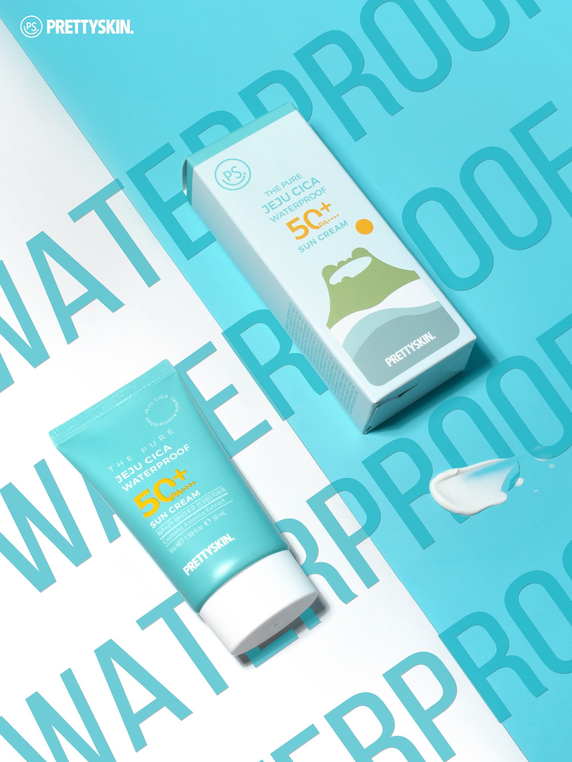 Kem chống nắng rau má nâng tông kháng nước, lấu trôi -  Pretty Skin The pure jeju cica Waterproof Sun Cream