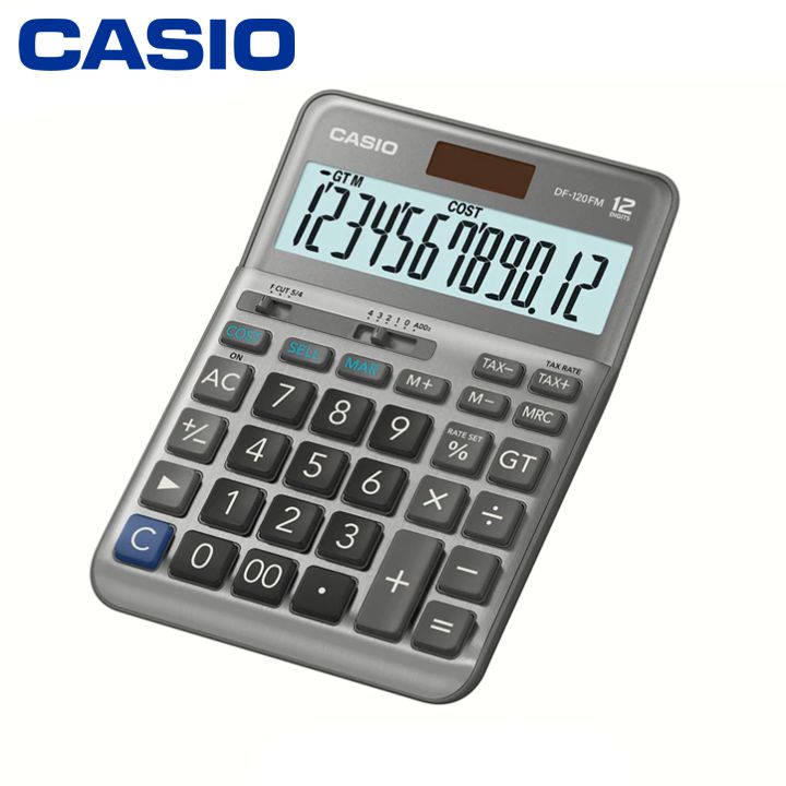 Máy Tính CASIO DF-120FM Cỡ Trung Bề Mặt Kim Loại Số To