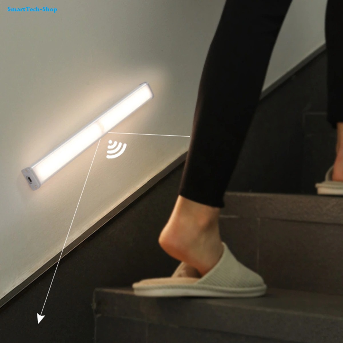 Đèn cảm ứng gắn cầu thang, tủ đồ, toilet, tự động bật/tắt ánh sáng, sạc bằng USB tiện dụng