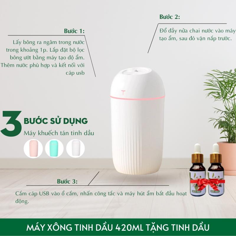 Máy phun sương tạo ẩm khuếch tán thơm phòng mini dung tích 420ml nhỏ gọn dùng trong phòng ngủ đuổi muỗi và côn trùng