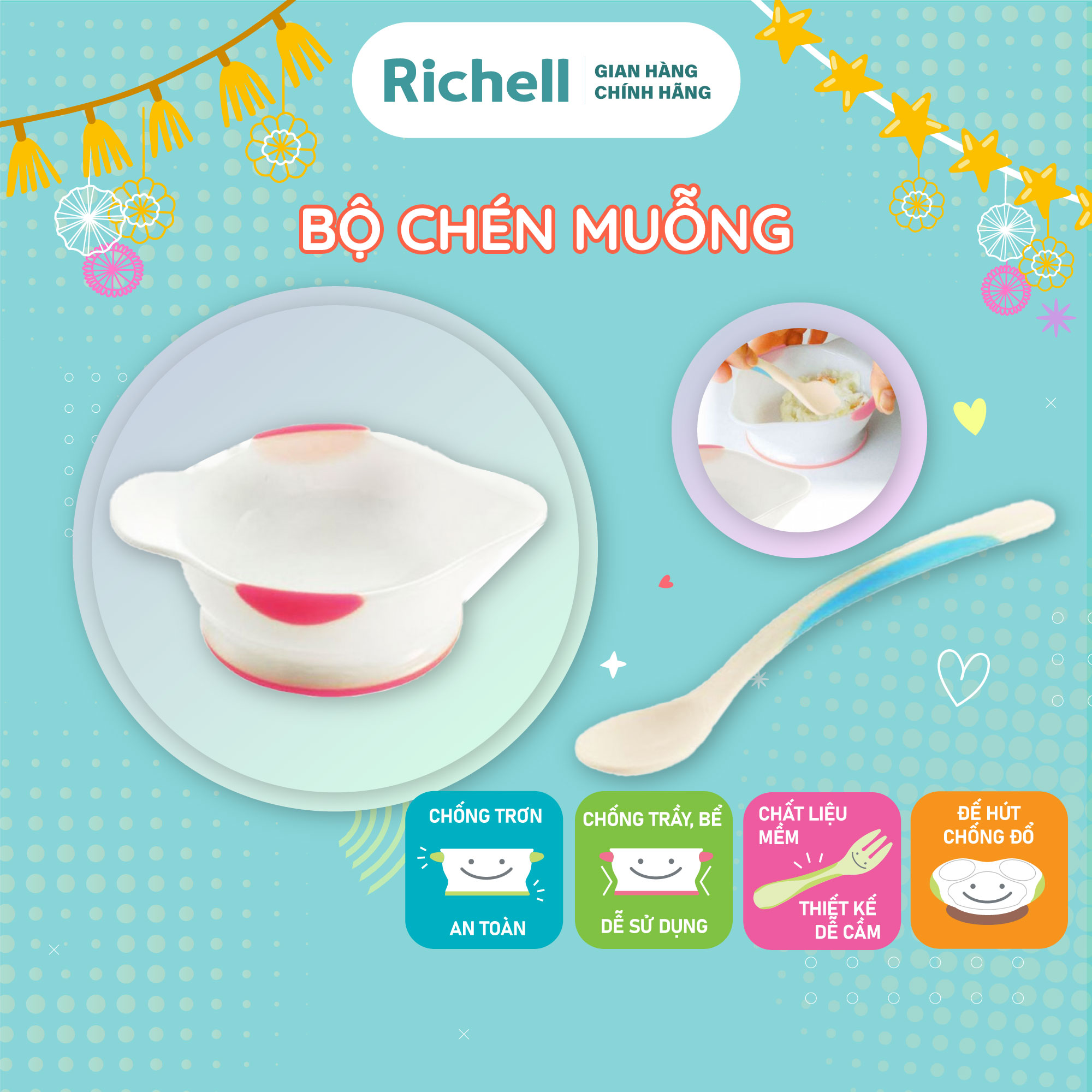 Bộ chén muỗng ăn dặm Richell Nhật Bản | Baby