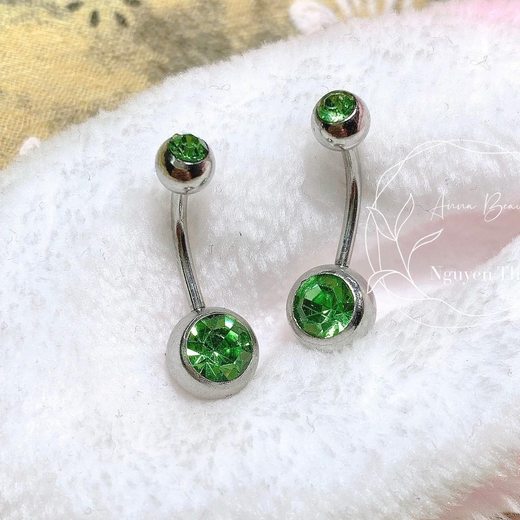 1 chiếc khuyên rốn basic xanh lá bằng thép y tế xỏ khuyên piercing - XUÂN SHOP