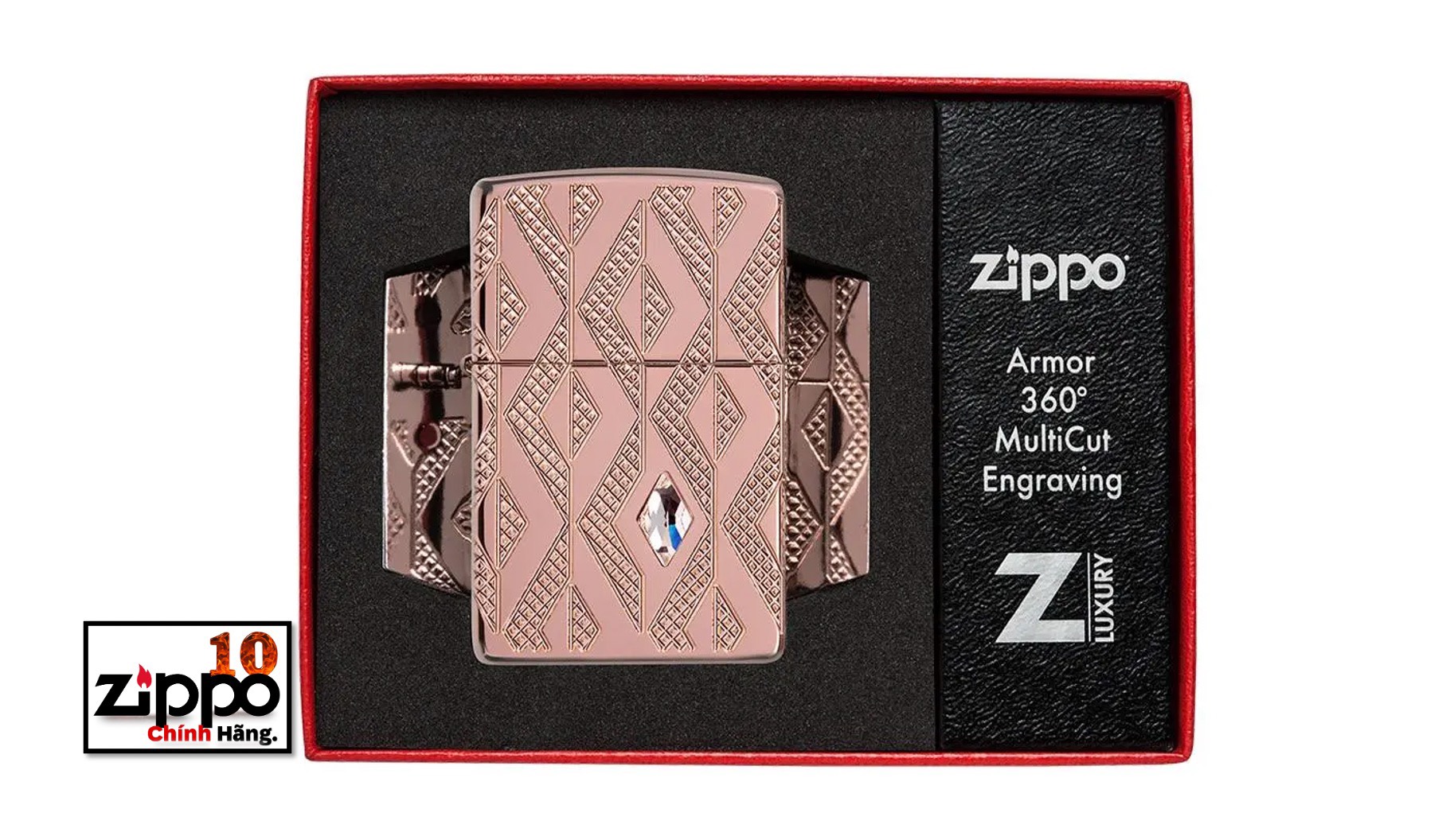 Bật lửa ZIPPO 49702 Armor Geometric Diamond Pattern Design - Chính hãng 100%