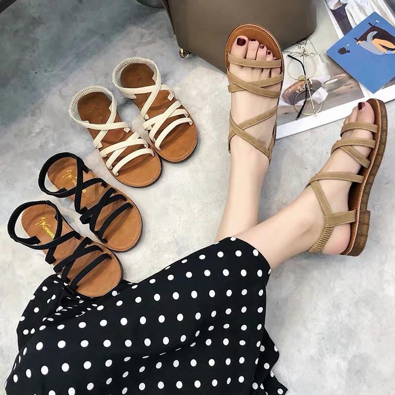 Sandal nữ quai dây chéo đế cao su dẻo xịn hàng QC SẴN HÀNG (Mã A882