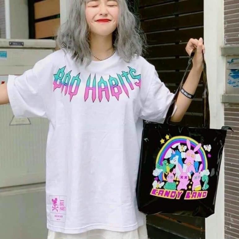 Áo thun tay lỡ unisex form rộng Bad Rabit nam nữ phong cách ulzzang Wind