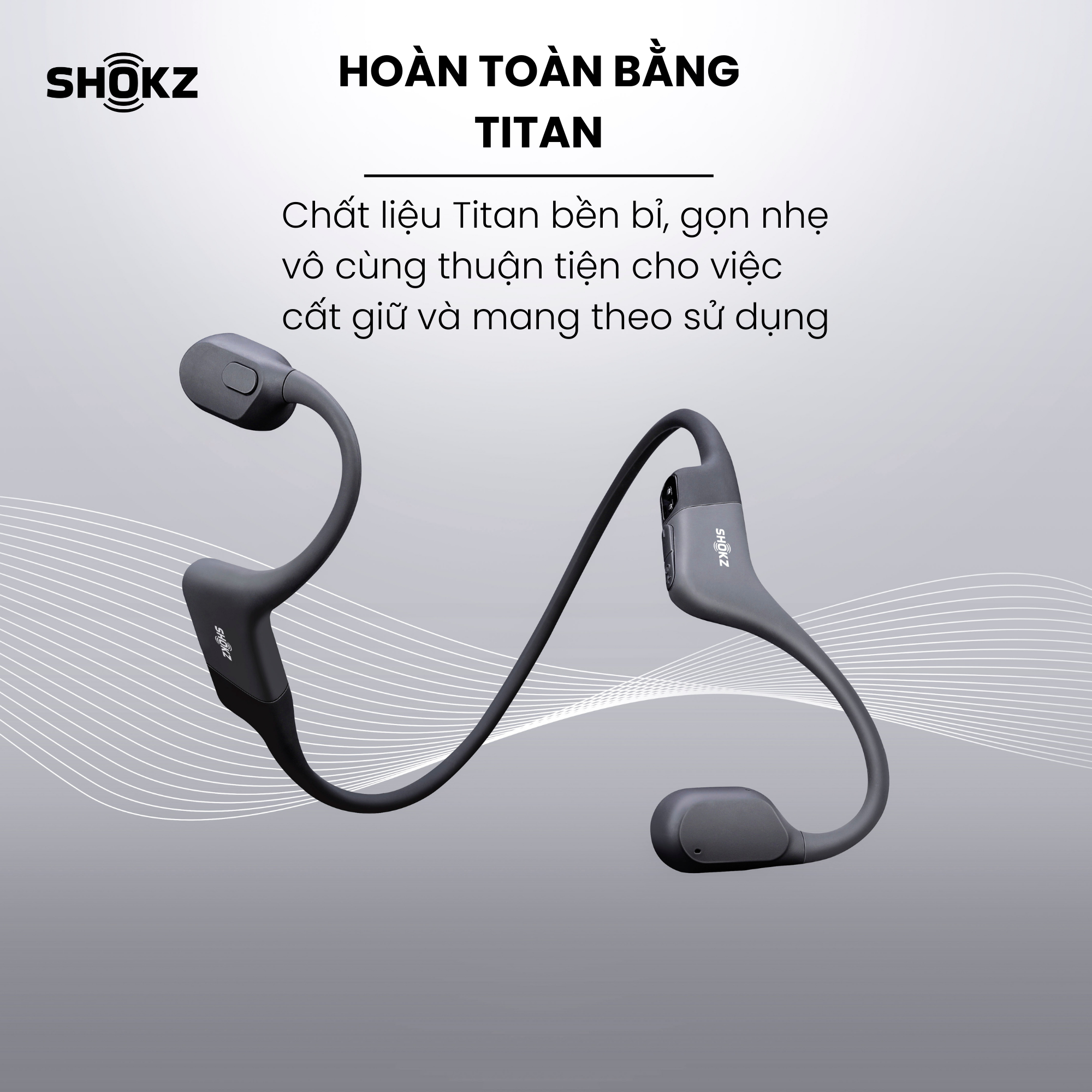 Tai Nghe Bluetooth Thể Thao Truyền Âm Thanh Qua Xương SHOKZ OPEN RUN S803 Màu Xám - Hàng chính hãng