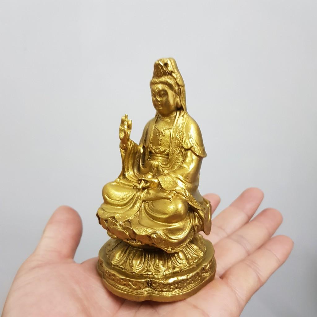 Tượng phật bà quan âm toạ đài sen bằng đồng MS17g