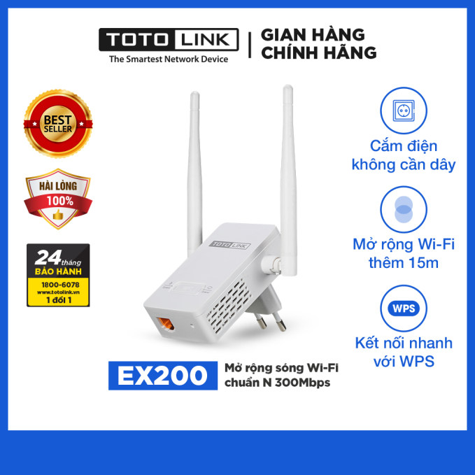 Thiết Bị Mở Rộng Sóng Wifi chuẩn N- Bộ Mở Rộng Sóng Wifi cục hút kích sóng wifi tốc độ cao VDS shop TOTOLINK EX200- Hàng Nhập Khẩu