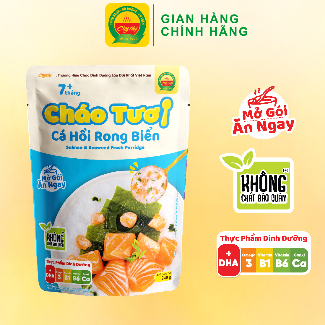 Cháo Tươi Cá Hồi Rong Biển Cây Thị