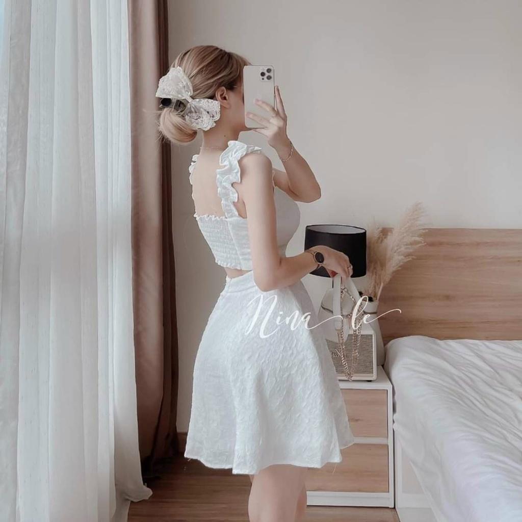 Đầm xoè 2s bèo mocking mặt sau lưng co giãn