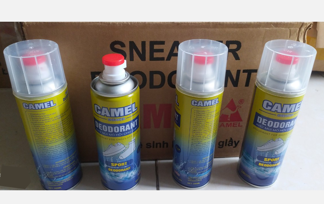 Chai xịt khử mùi hôi giày Camel tác dụng trong 24h, hương thơm nhẹ tự nhiên, dung tích 260ml Công nghệ Mỹ