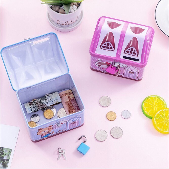 Két Sắt Hình Ngôi Nhà Cho Bé Có Ổ Khóa Dễ Thương