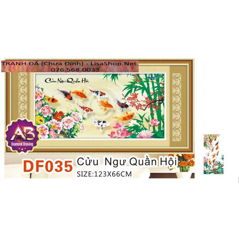 Tranh đính đá CỬU NGƯ QUẦN HỘI DF035  chưa đính