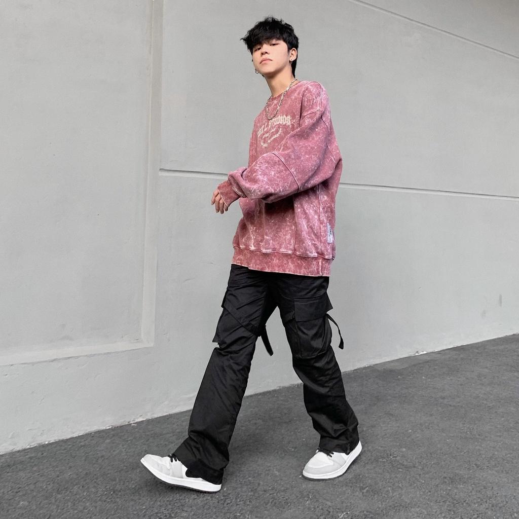 THELSTUDIOS - Áo Sweater Nỉ Wash thêu logo Apparel